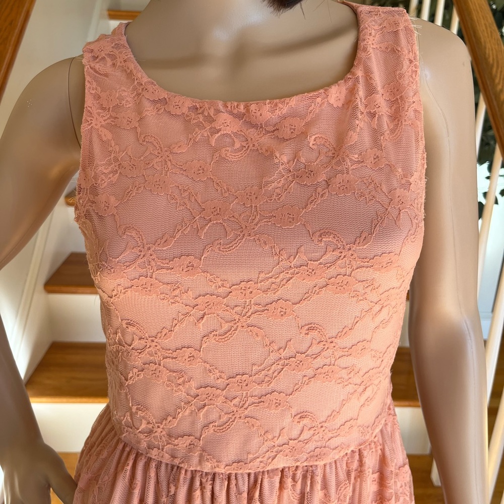 🔴 Forever 21 lace dress small peach sleeveless - Picture 3 of 6